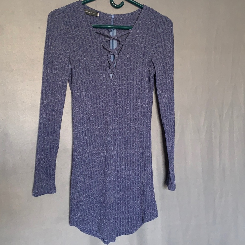 Long sleeve blue dress